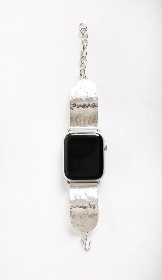 Watch Band:  Sterling Silver Hammered Apple Watch