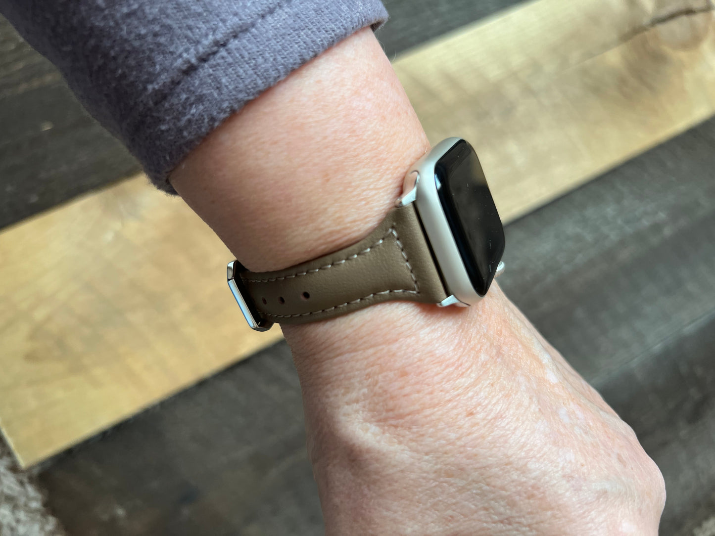 Watch Band:  Genuine Leather Slim Apple Watch